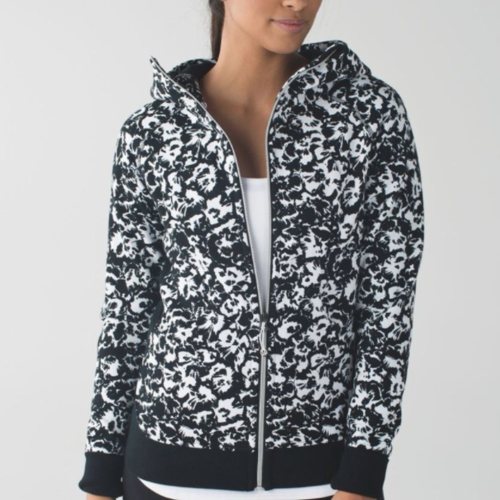 Lululemon Scuba III Full Zip Hoodie - Black White Fleur Sombre